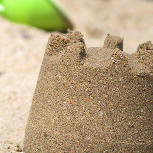 a sandcastle at the beach